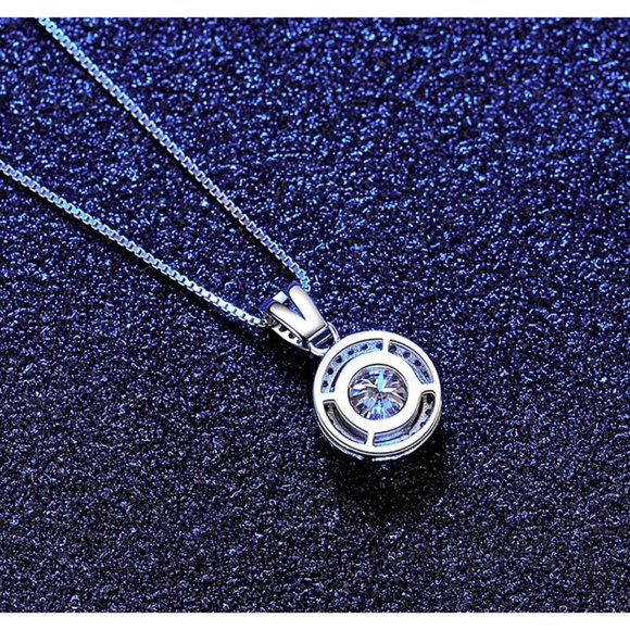 Certified 1ct. t.w. Moissanite Diamond Halo Necklace NEW K - Picture 5 of 12